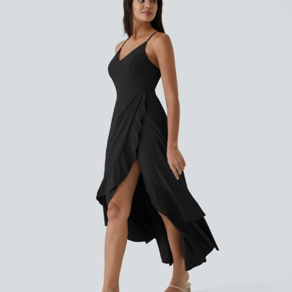 HALARA Black Asymmetrical, Criss Cross Back, Quick Dry, Breezeful Dress
